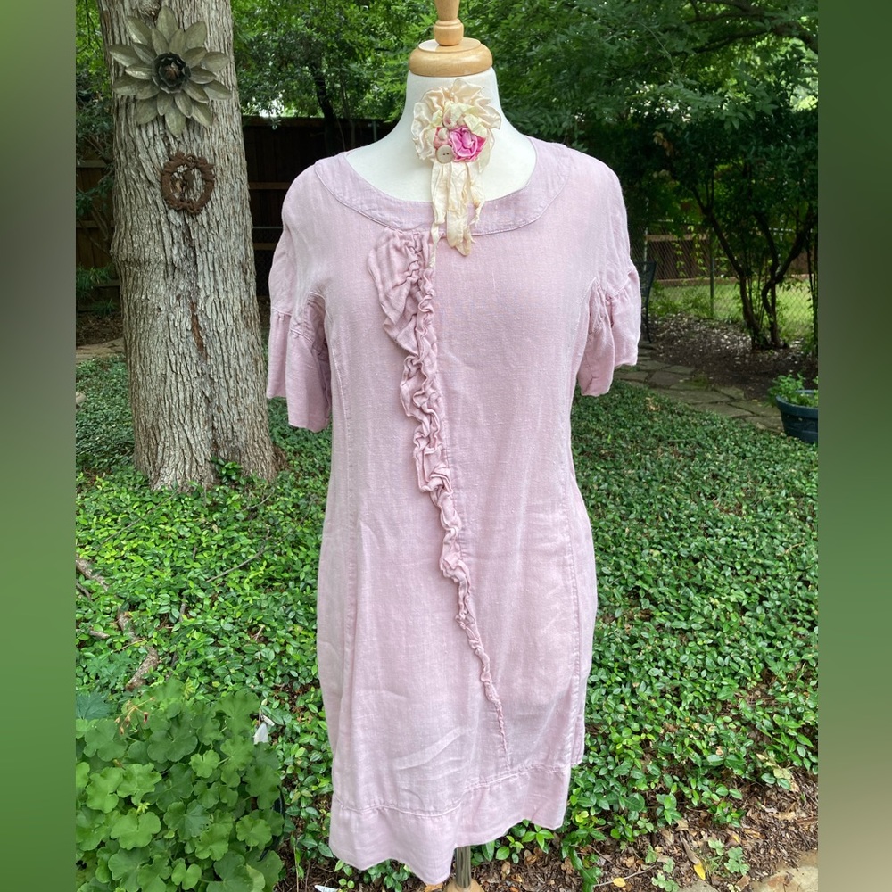 GRIZAS Linen Dusty Rose Dress S